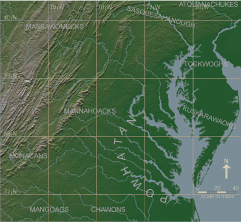 areas occupied by Native American tribes in the Chesapeake region